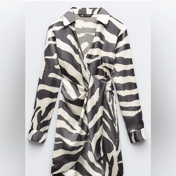 ZARA Zebra Print Mini Dress Size S - Picture 5 of 11